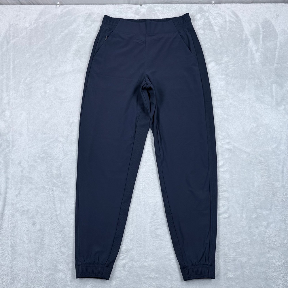 Athleta Brooklyn High Rise Jogger Ankle Pants Women‎ 4 Navy Blue Ribbed Pull-On
